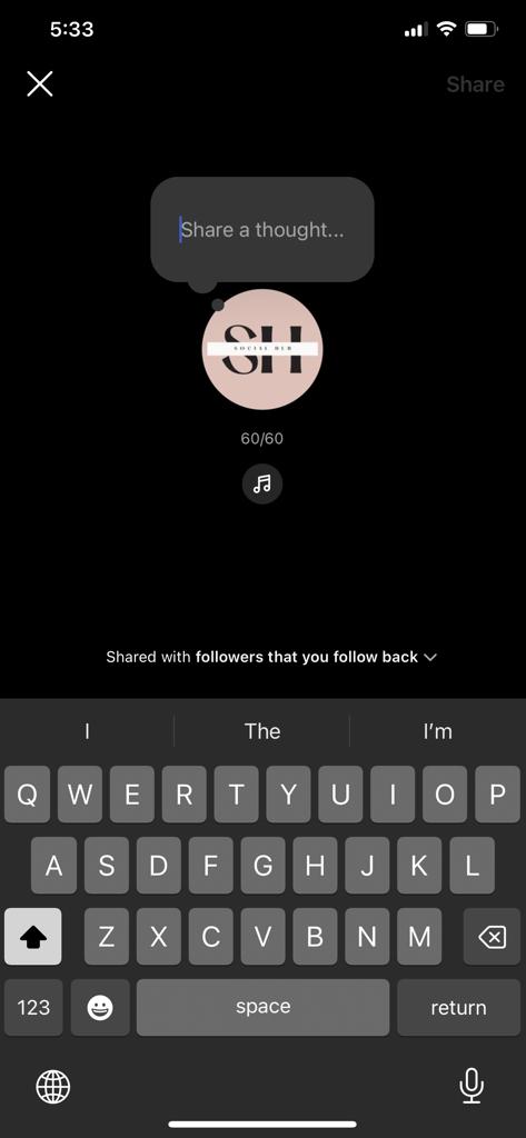 Instagram notes musicals feature Adding music to notes icon