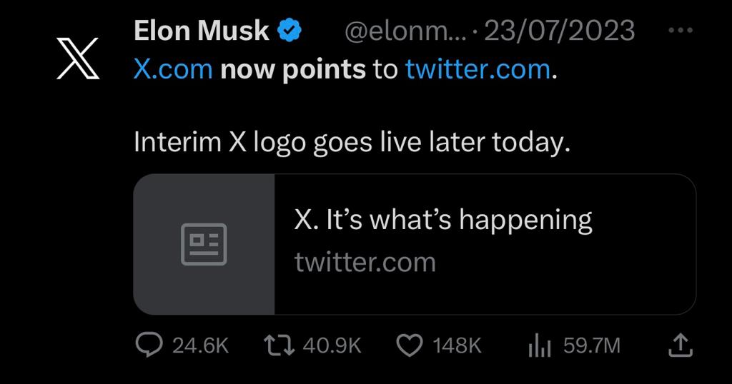 Elon Musk Tweet about new twitter logo