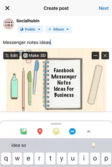 schedule a post on facebook step 2