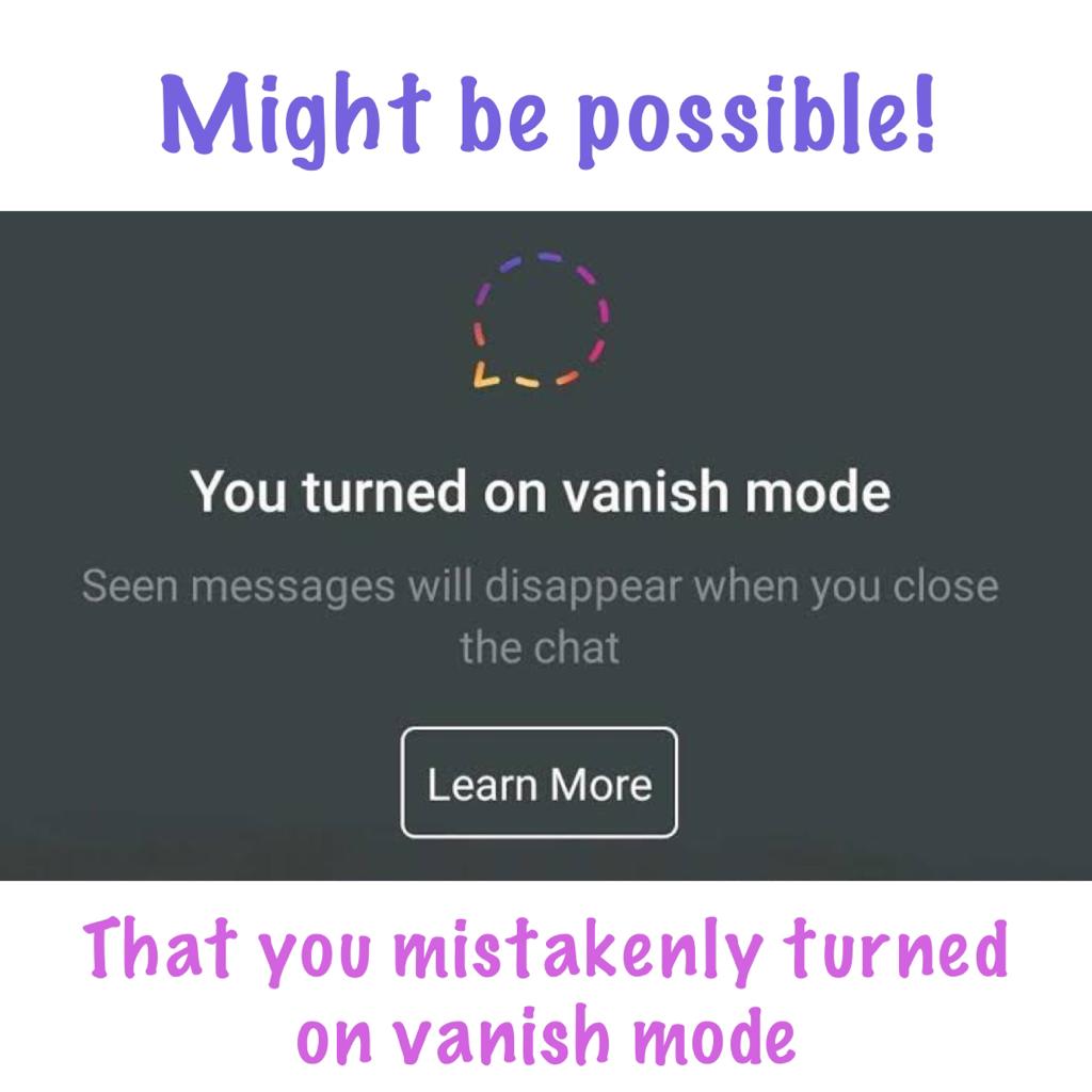 Instagram vanish mode, messages disappeared