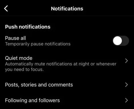 quiet mode in instagram