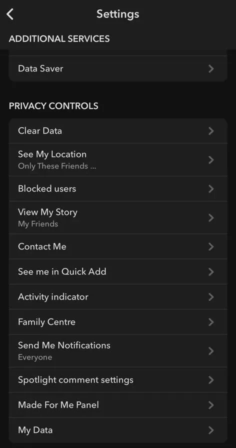 snapchat privacy settings controls