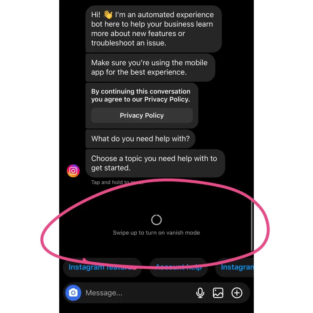 how to turn on and turn off vanish mode