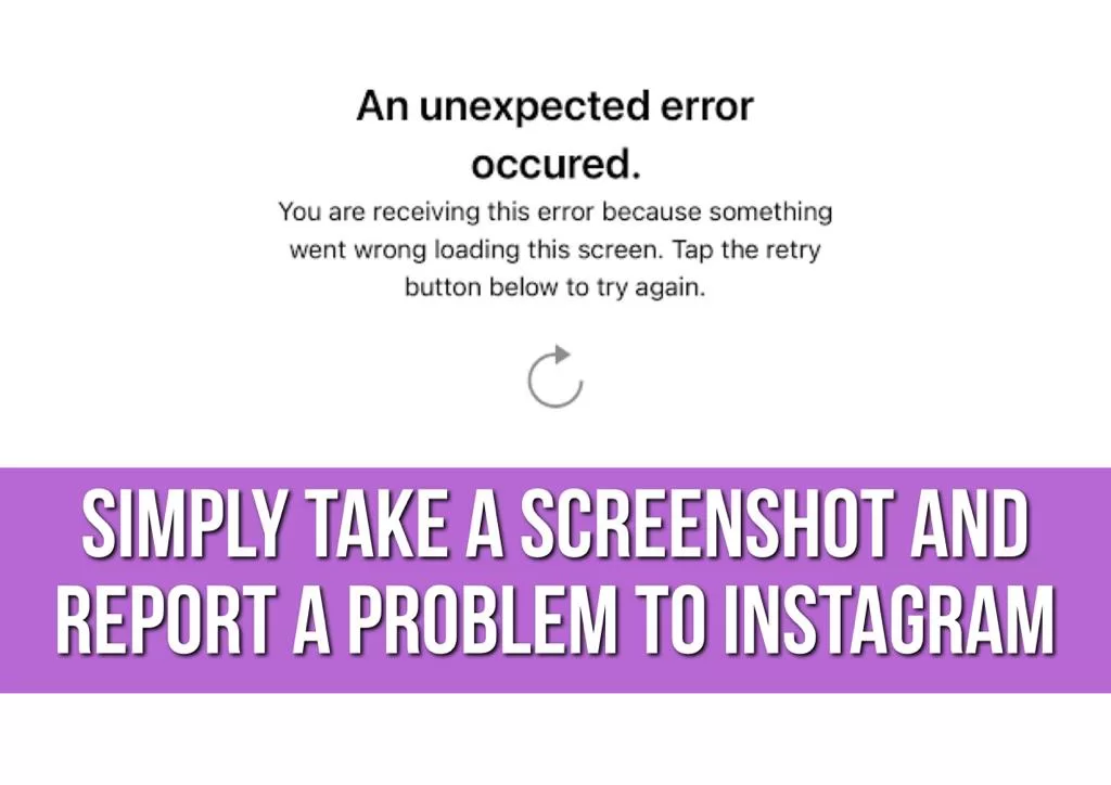 screenshot for reporting a problem