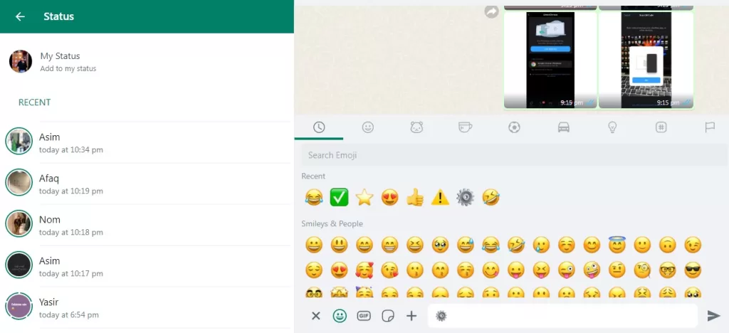 seeing wahatsApp status on whatsApp desktop