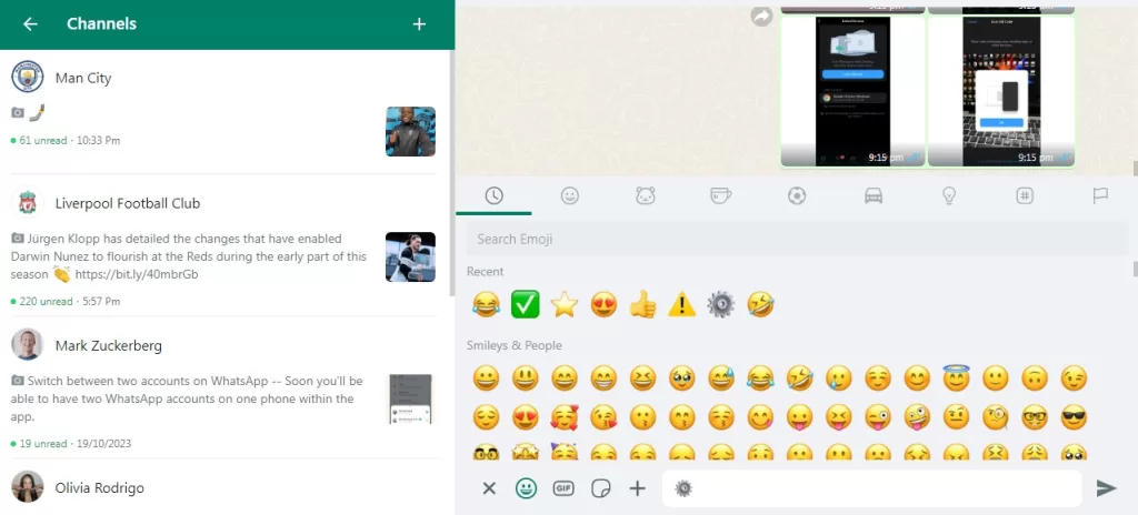 WhatsApp channels on desktop