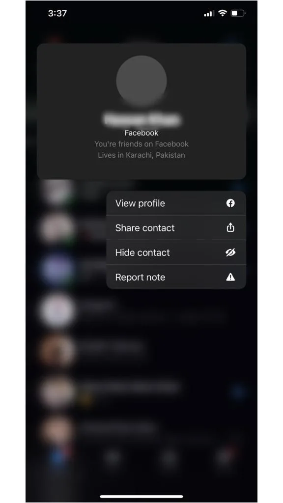 how to hide notes on messenger