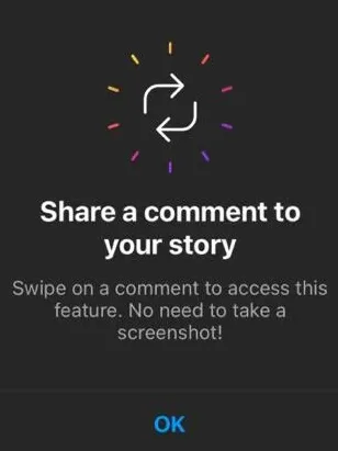 sharing comment to ig stories