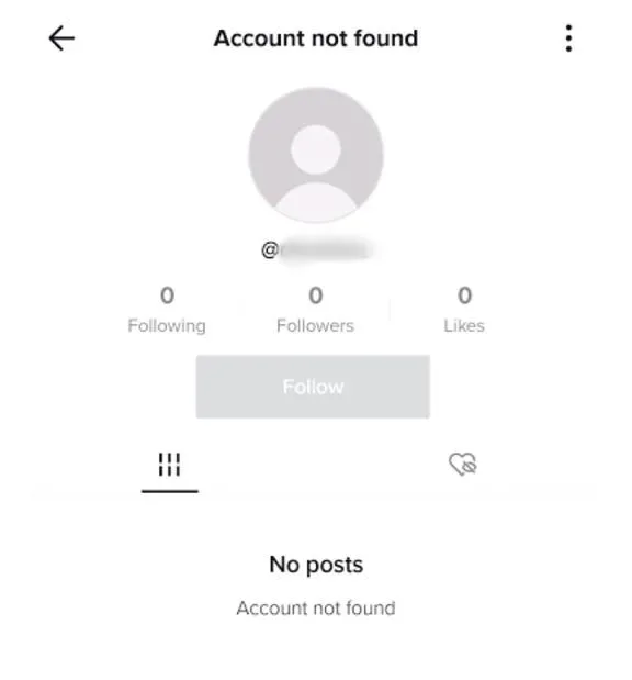 what does account not found on tiktok mean