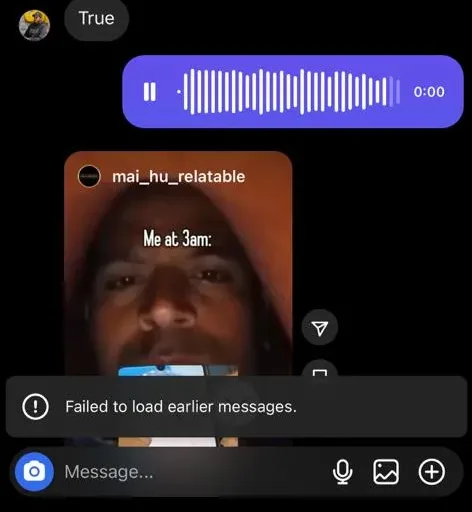 why my Instagram not sending voice messages