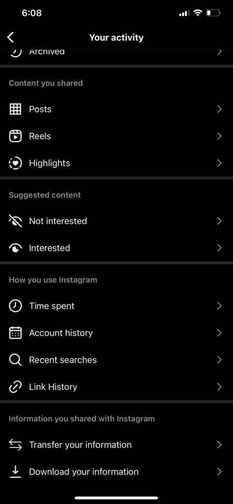 how to clear Instagram search suggestions when  typing