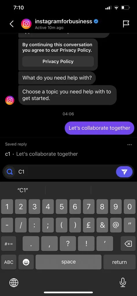 how do i use saved replies on Instagram
