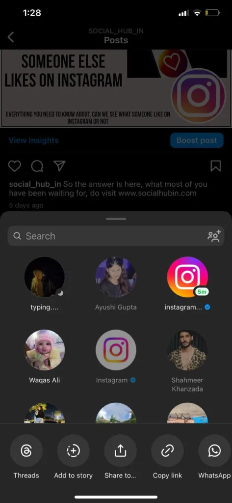 how to copy Instagram profile link to your clipboard