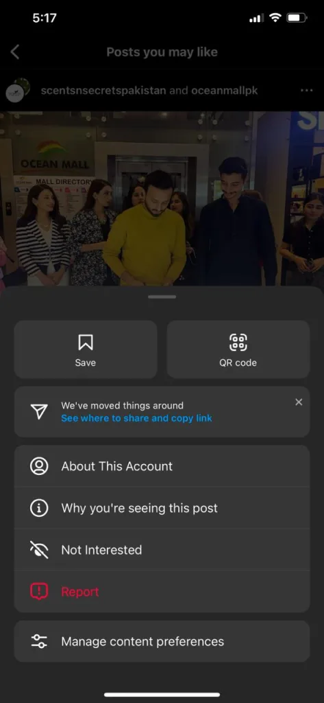 How do i reset my Instagram feed page