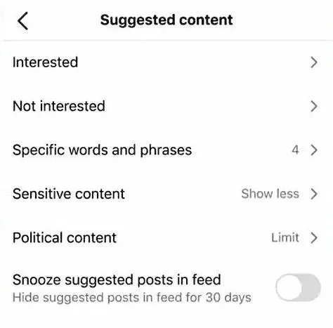 how do i filter political content from my Instagram profile
