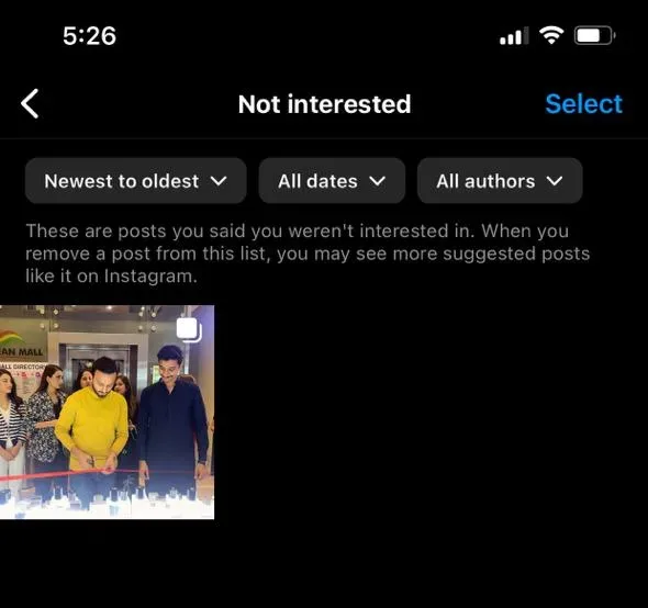 how do i filter uninterested posts from my Instagram feed page