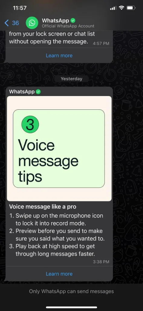 what are WhatsApp new voice message features