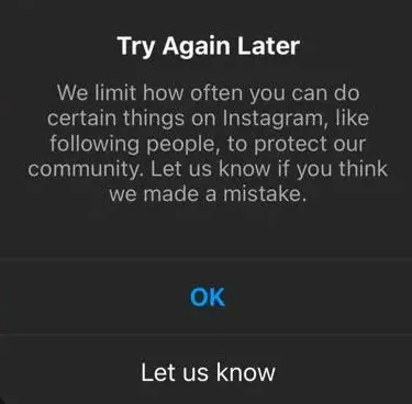 why it says, we restrict certain activity to protect our community. instagram